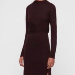 (NWOT) ALLSAINTS • Purple “Flora” Wool Sweater Dress